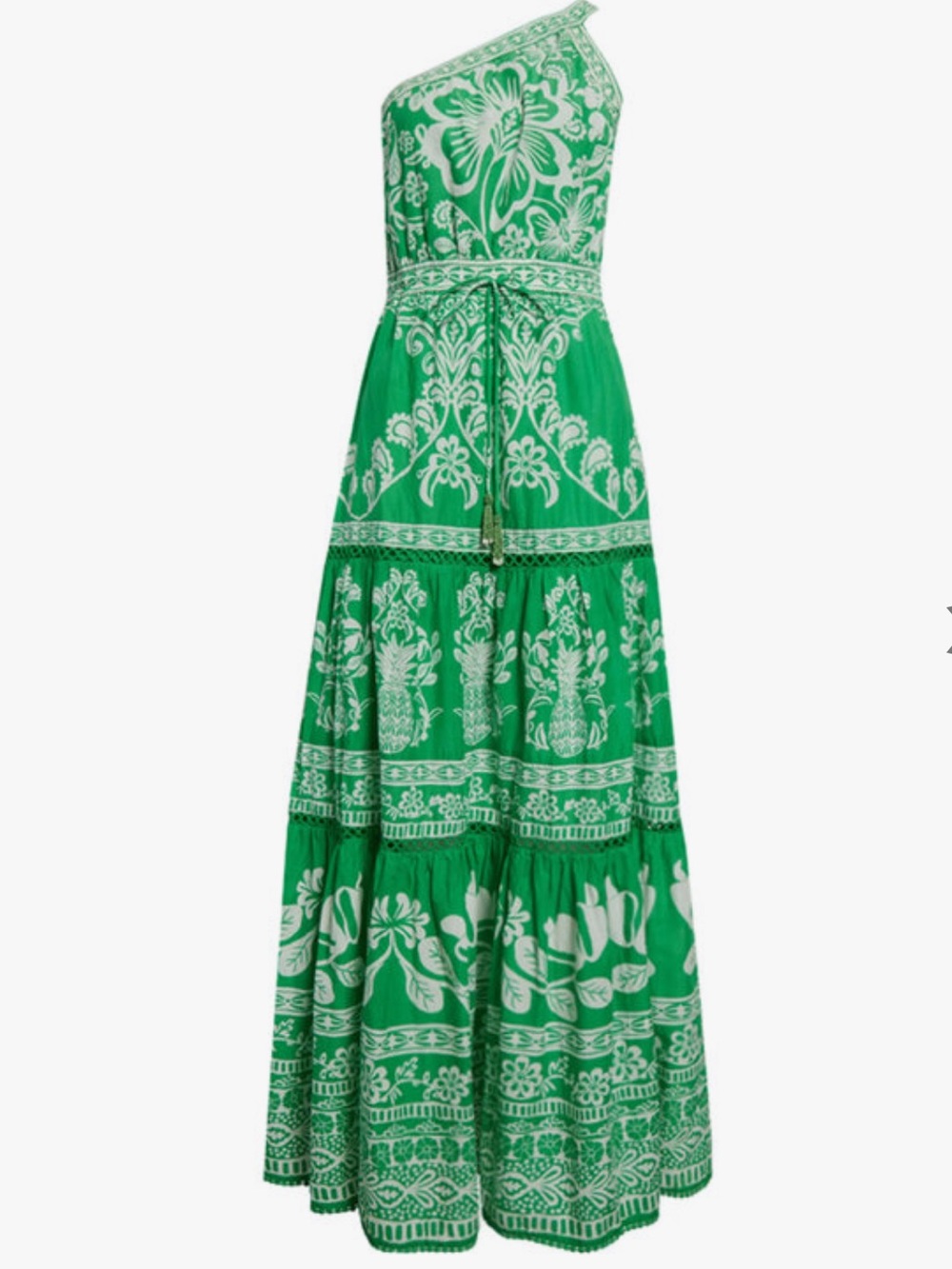 FARM Rio One-Shoulder Green and White Printed Maxi Dress - Picture 3 of 6